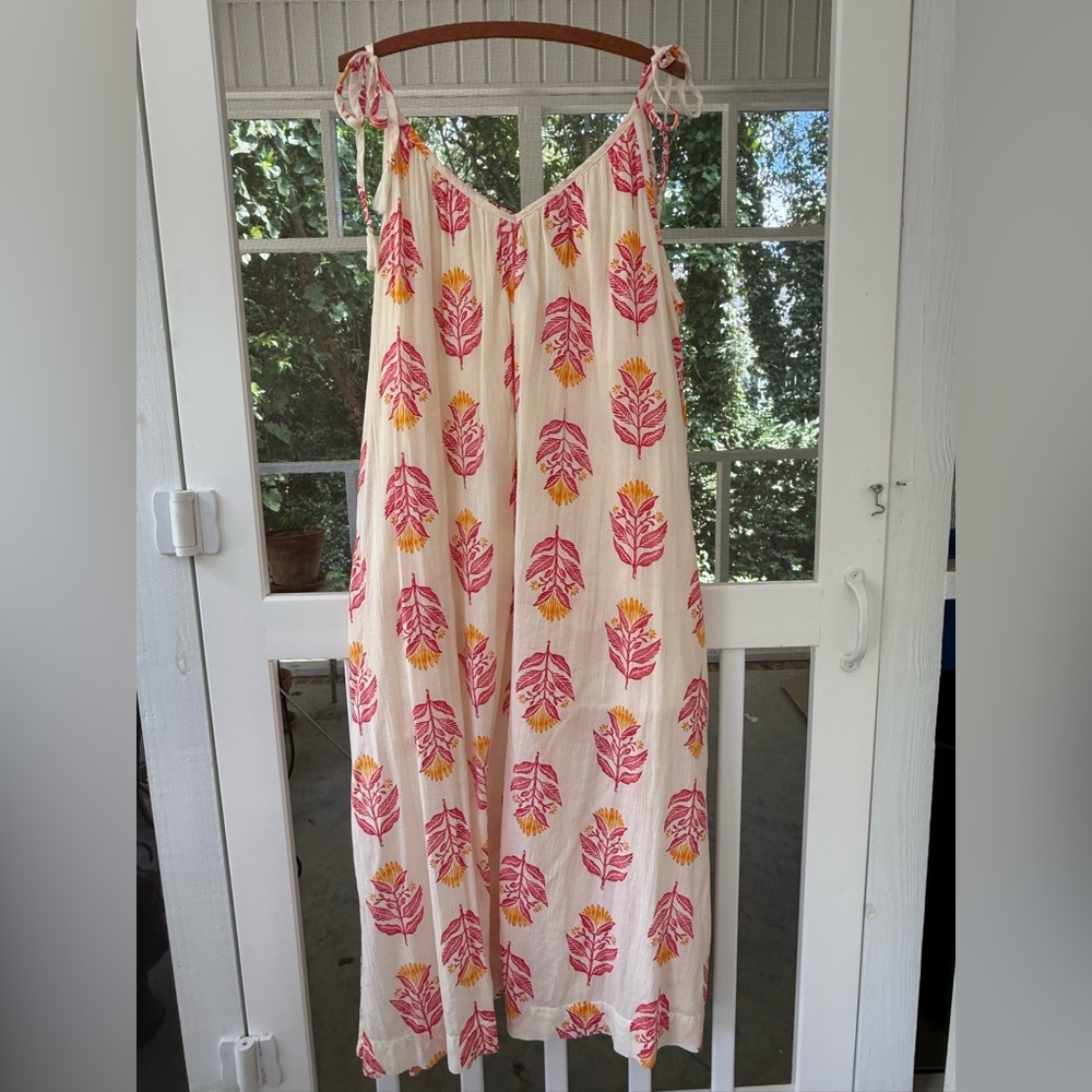 Old Navy White Dress with Pink and Yellow Floral Pattern